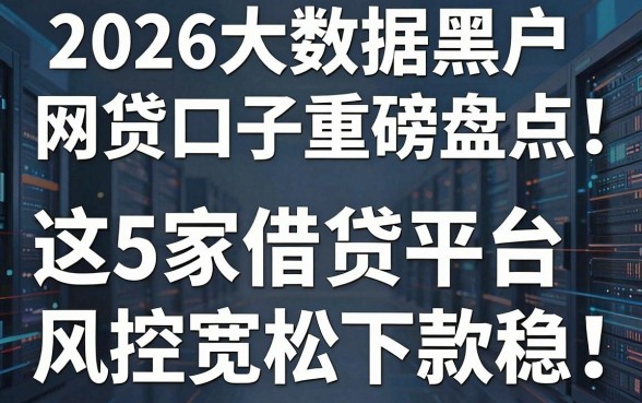 2026大数据黑户网贷口子重磅盘点:这5家借贷平台风控宽松下款稳!
