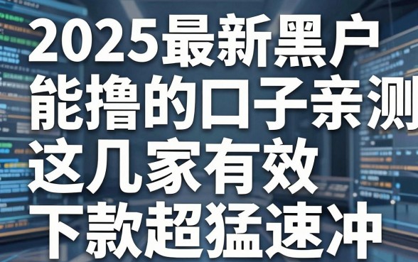 2025最新黑户能撸的口子亲测有效，这几家下款超猛速冲！