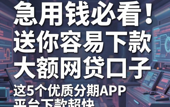 急用钱必看!送你几款容易下款的大额网贷口子,这5个优质分期APP平台下款超快