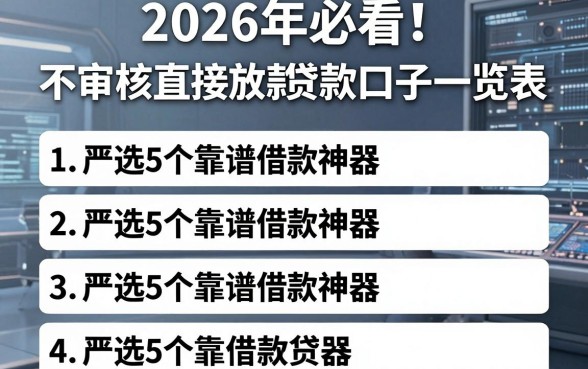 2026年必看!不审核直接放款的贷款口子一览表,严选5个靠谱借款神器
