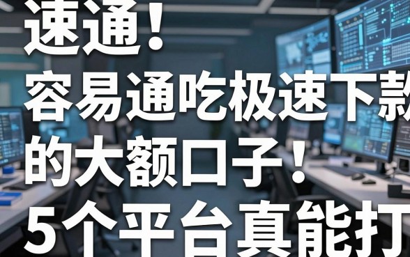 速通！容易通吃极速下款的大额口子，这5个平台真能打