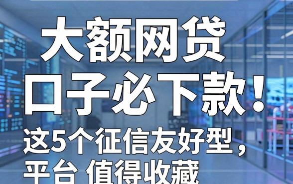 大额网贷口子必下款!这5个征信友好型平台值得收藏