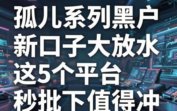 孤儿系列黑户新口子大放水，这5个平台秒批秒下值得冲！