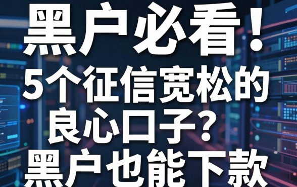 黑户必看！5个征信宽松的良心口子，黑户也能下款