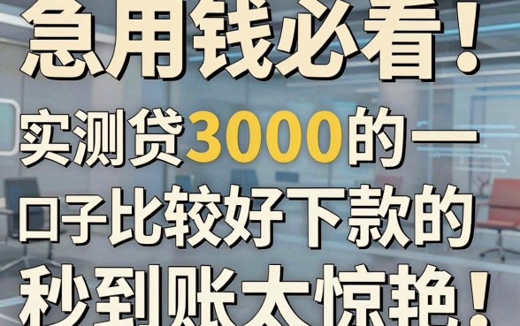 急用钱必看！实测这几个网贷3000的口子比较好下款的，秒到账太惊艳