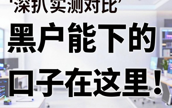 黑户能下的口子在这里!深扒实测对比,秒懂哪个真能下