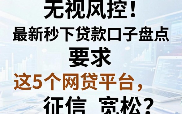 无视风控！最新秒下贷款口子盘点，这5个网贷平台征信宽松