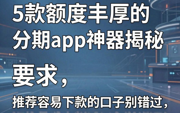 5款额度丰厚的分期app神器揭秘，推荐容易下款的口子别错过！