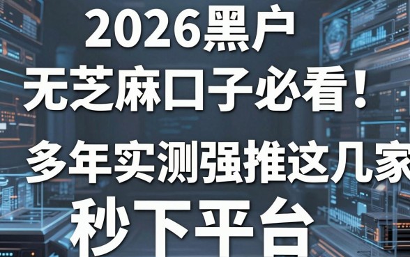 2026黑户无芝麻口子必看!多年实测强推这几家秒下平台