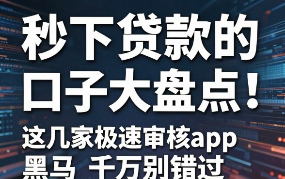 秒下贷款的口子大盘点!这几家极速审核App黑马千万别错过