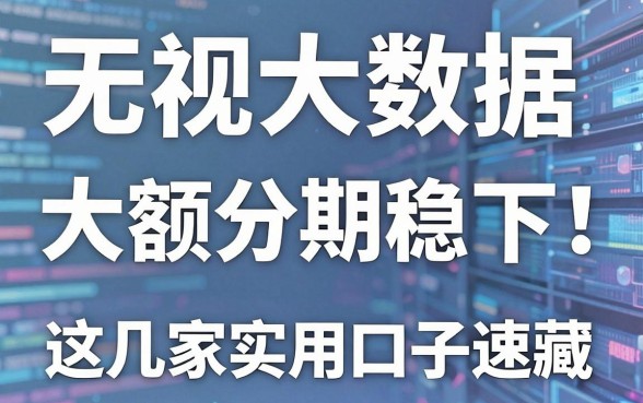 无视大数据,大额分期稳下!这几家实用口子速藏!