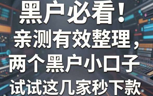 黑户必看!亲测有效整理两个黑户小口子,试试这几家秒下款