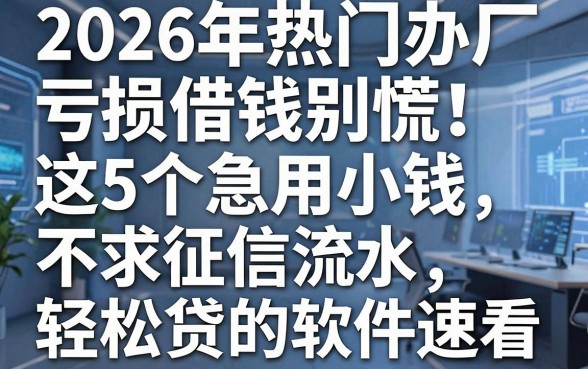 2026年热门办厂亏损借钱别慌!这5个急用小钱不求征信流水轻松贷的软件速看