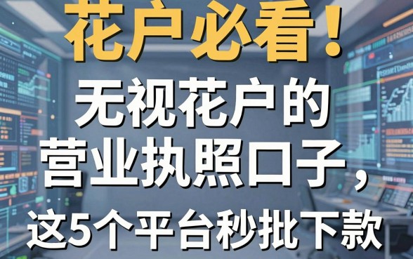 花户必看！无视花户的营业执照口子，这5个平台秒批下款