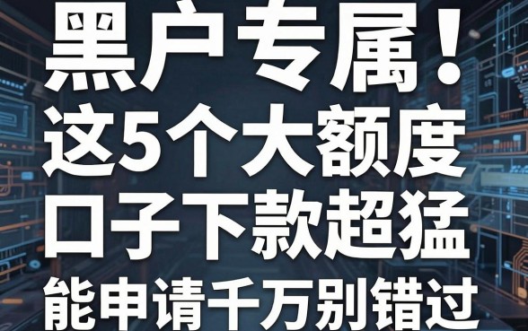 黑户专属!这5个大额度口子下款超猛,能申请千万别错过