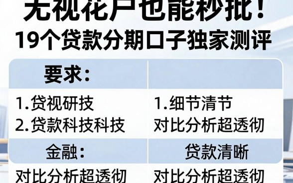 无视花户也能秒批！19个贷款分期口子独家测评，对比分析超透彻