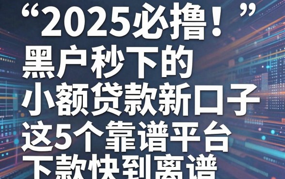 2025必撸!黑户秒下的小额贷款新口子,这5个靠谱平台下款快到离谱