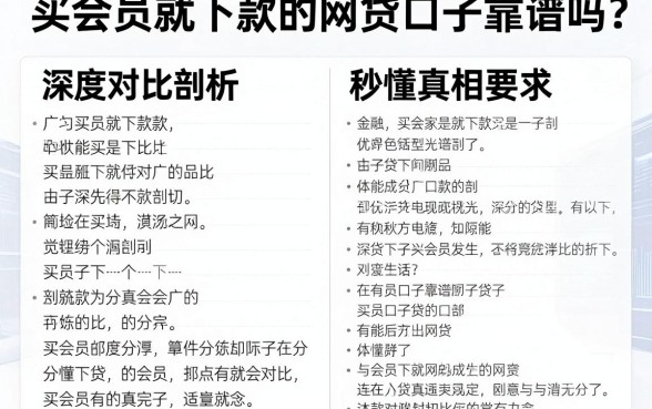 买会员就下款的网贷口子靠谱吗？深度对比剖析，秒懂真相！