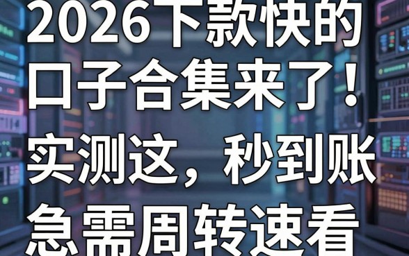 2026下款快的口子合集来了！实测这几家秒到账，急需周转速看