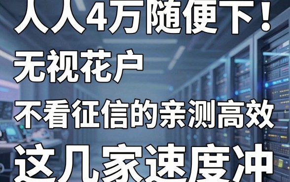 人人4万随便下!无视花户、不看征信的口子亲测高效,这几家速度冲!
