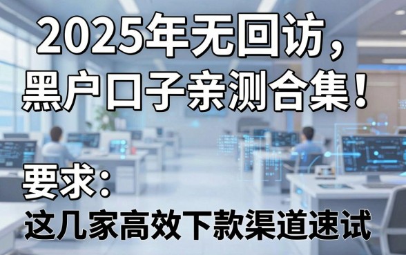 2025年无回访黑户口子亲测合集!这几家高效下款渠道速试