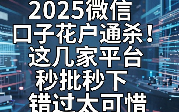 2025微信口子花户通杀!这几家平台秒批秒下,错过太可惜