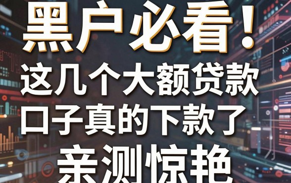 黑户必看!这几个大额贷款口子真的下款了,亲测惊艳
