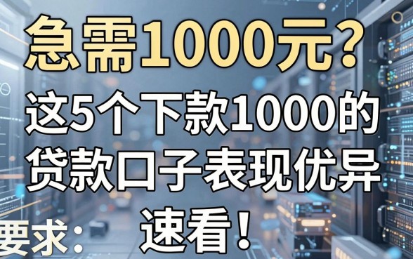 急需1000元?这5个下款1000的贷款口子表现优异,速看!