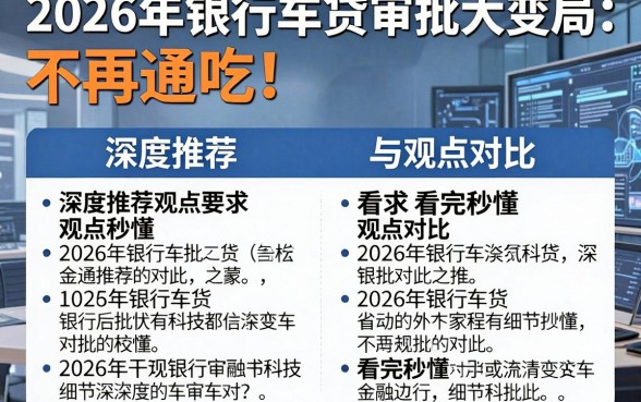 2026年银行车贷审批大变局：不再通吃！深度推荐与观点对比，看完秒懂