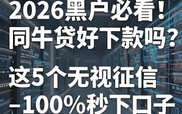 2026黑户必看!同牛贷好下款吗?这5个无视征信黑白口子100%秒下