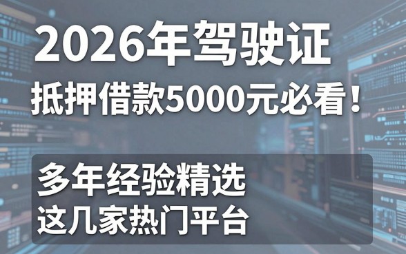 2026年驾驶证抵押借款5000元必看!多年经验精选这几家热门平台