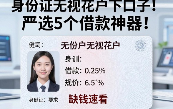 身份证无视花户下口子！严选5个借款神器，缺钱速看