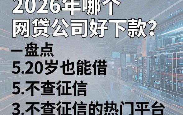 2026年哪个网贷公司好下款?盘点5个20岁也能借、不查征信的热门平台