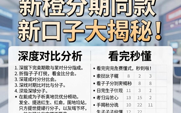 新橙分期同款新口子大揭秘!深度对比分析,看完秒懂