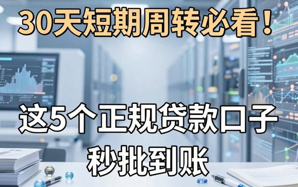 30天短期周转必看！这5个正规贷款口子秒批到账