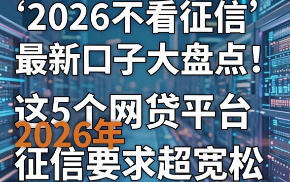 2026不看征信最新口子大盘点!这5个网贷平台2026年征信要求超宽松