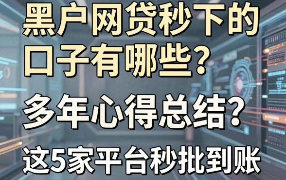 黑户网贷秒下的口子有哪些?多年心得总结,这5家平台秒批到账!