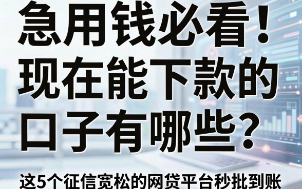 急用钱必看!现在能下款的口子有哪些?这5个征信宽松的网贷平台秒批到账