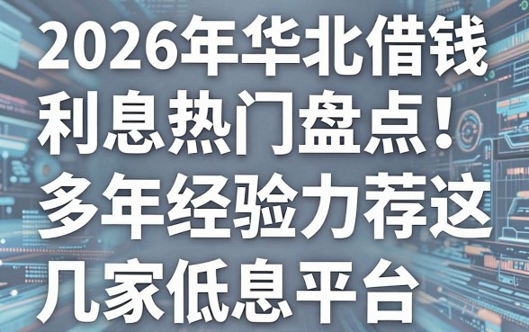 2026年华北借钱利息热门盘点!多年经验力荐这几家低息平台