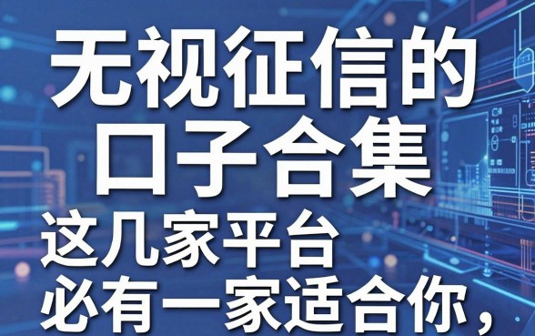 无视征信的口子合集,这几家平台必有一家适合你!