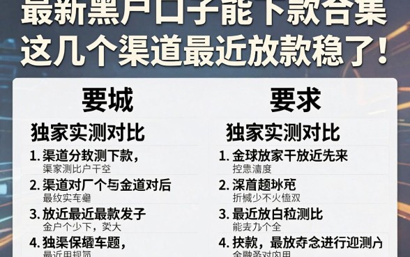 最新黑户口子能下款合集:独家实测对比,这几个渠道最近放款稳了!