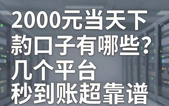2000元当天下款的口子有哪些?这几个平台秒到账超靠谱!