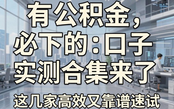 有公积金必下的口子实测合集来了,这几家高效又靠谱速试!