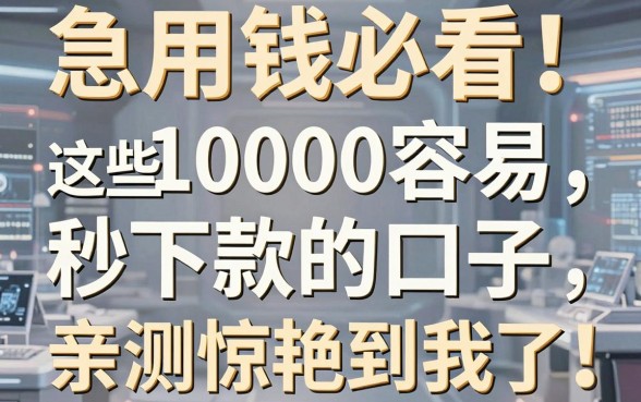 急用钱必看!这些10000容易秒下款的口子,亲测惊艳到我了!
