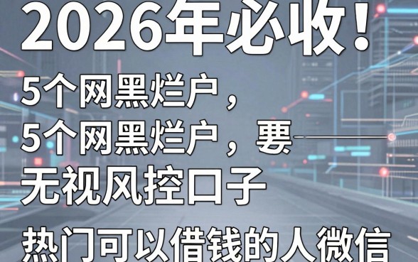 2026年必收!5个网黑烂户无视风控口子,附热门可以借钱的人微信名