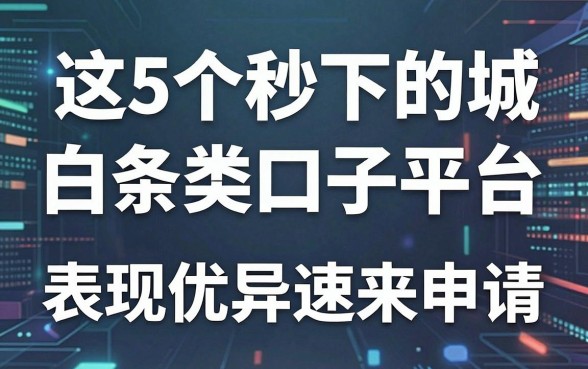 这5个秒下的商城白条类口子平台,表现优异速来申请!