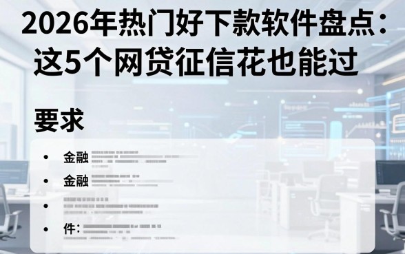 2026年热门好下款软件盘点:这5个网贷征信花也能过!