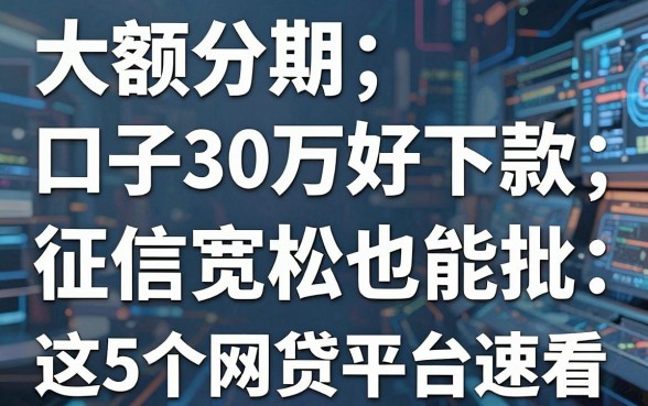 大额分期口子30万好下款,征信宽松也能批,这5个网贷平台速看!