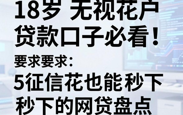 18岁无视花户贷款口子必看!5个征信花也能秒下的网贷盘点