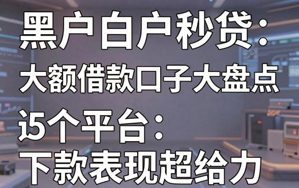 黑户白户秒贷大额借款口子大盘点,这5个平台下款表现超给力!